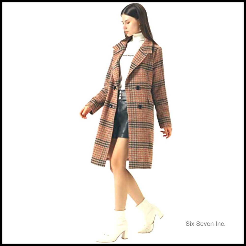 Oversize Wool Peacoat with Lapel Collar, Double Breasted Long Winter Coat - Picture 4 of 6